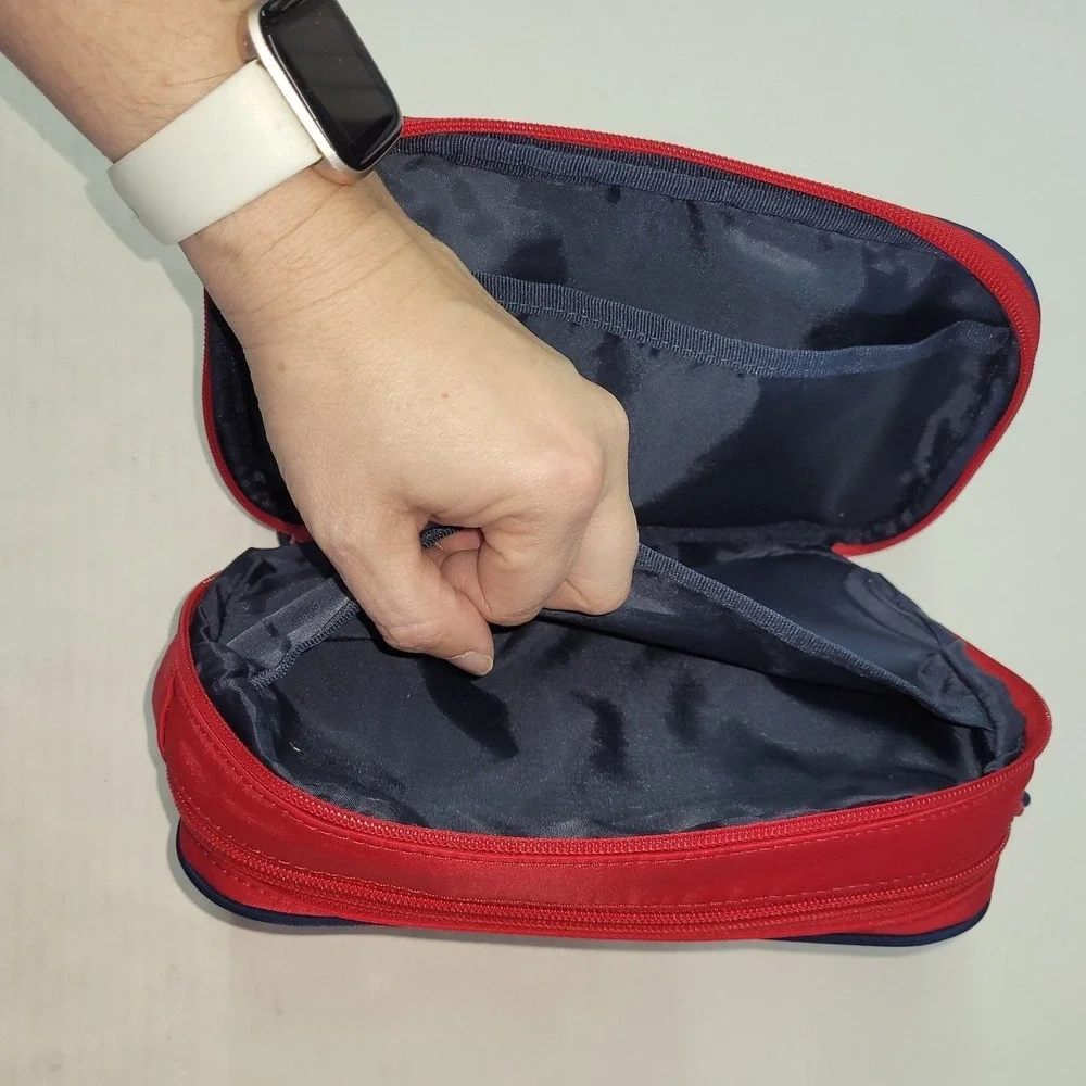 Tommy Hilfiger Red Cosmetic Bag Toiletry Travel Pouch Organizer Zipper